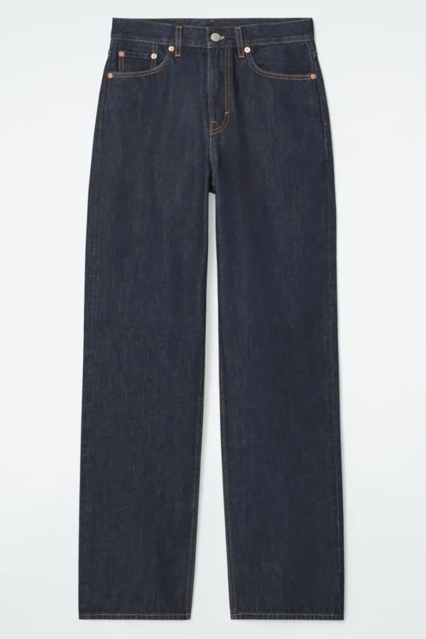 COS COLUMN STRAIGHT-LEG JEANS DARK BLUE Best Sale