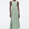 COS CONTRAST-PANEL MAXI DRESS SAGE GREEN Store