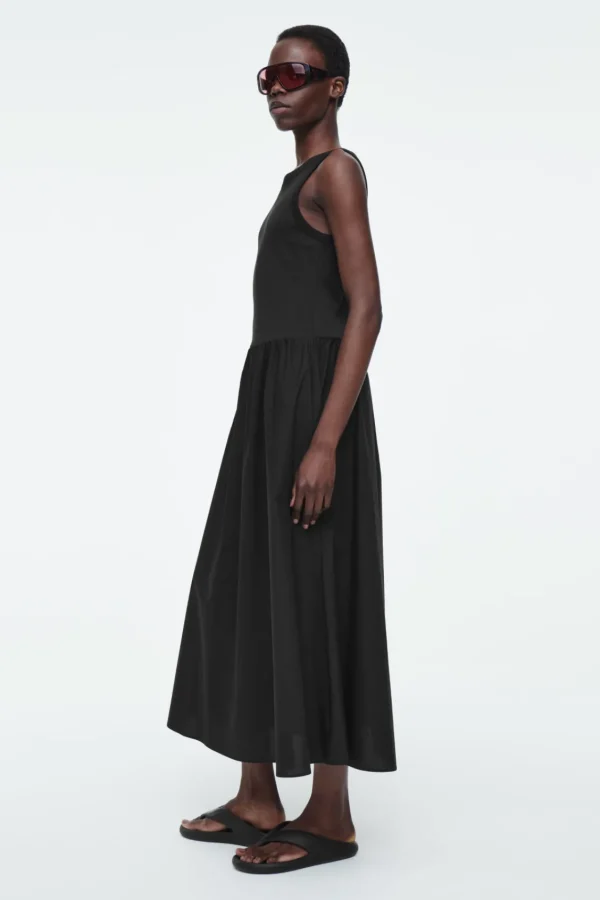 COS CONTRAST-PANEL MAXI DRESS BLACK Fashion