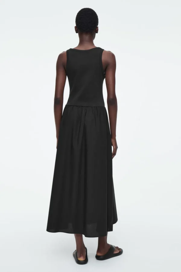 COS CONTRAST-PANEL MAXI DRESS BLACK Fashion