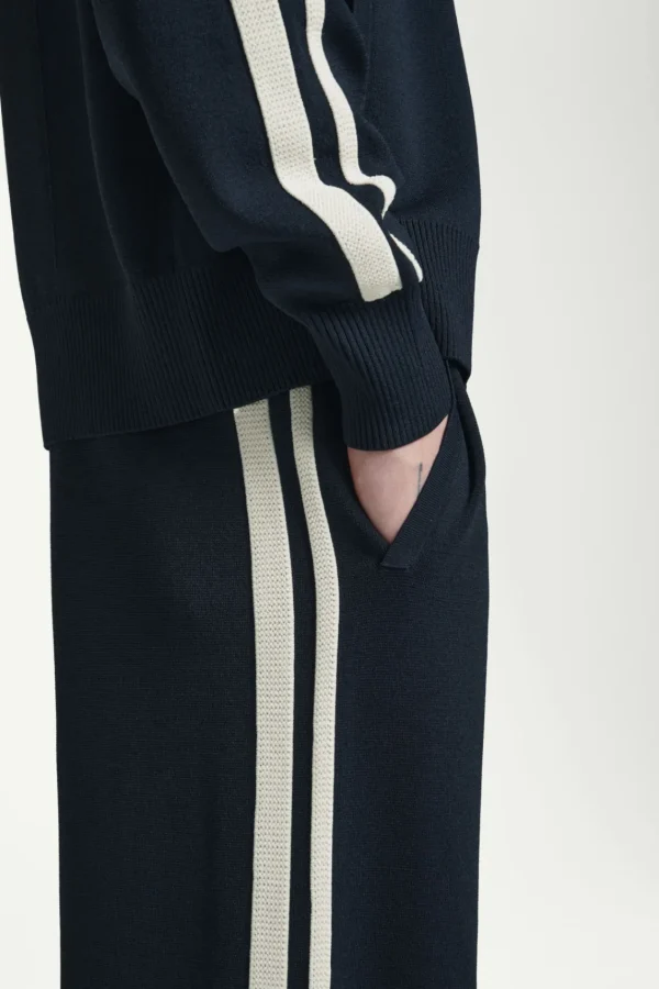 COS CONTRAST-STRIPE KNITTED JOGGERS NAVY / IVORY Cheap