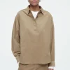 COS CORDUROY HALF-PLACKET SHIRT BEIGE Fashion