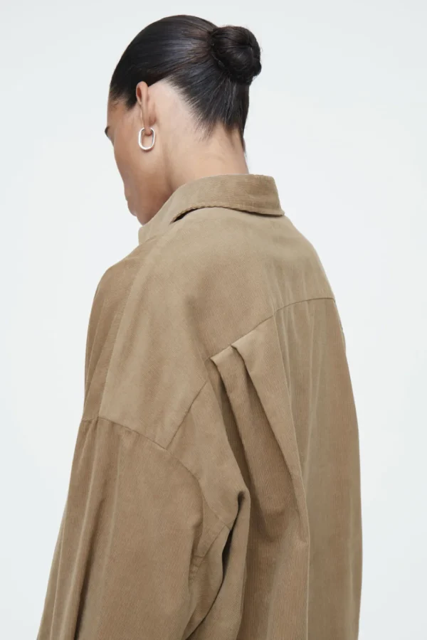 COS CORDUROY HALF-PLACKET SHIRT BEIGE Fashion