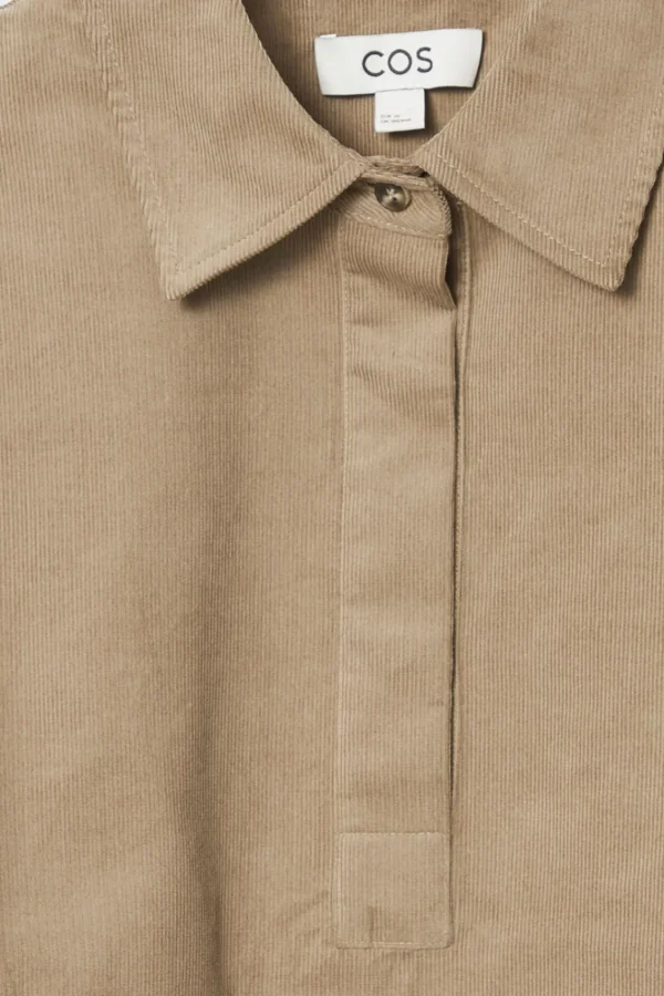 COS CORDUROY HALF-PLACKET SHIRT BEIGE Fashion