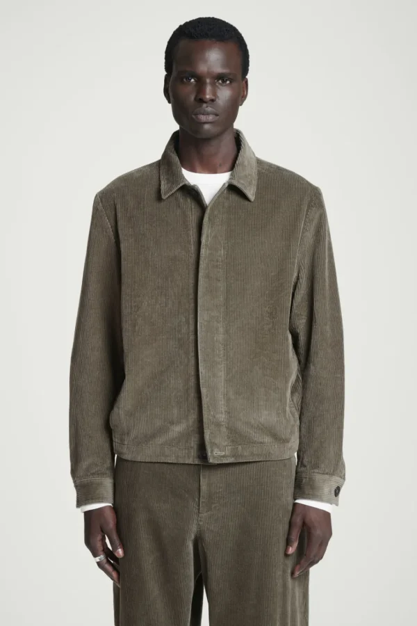 COS CORDUROY OVERSHIRT DARK KHAKI Clearance