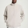 COS CORDUROY-JERSEY HALF-ZIP SWEATSHIRT LIGHT MOLE Flash Sale