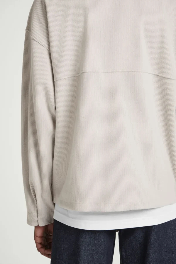 COS CORDUROY-JERSEY HALF-ZIP SWEATSHIRT LIGHT MOLE Flash Sale