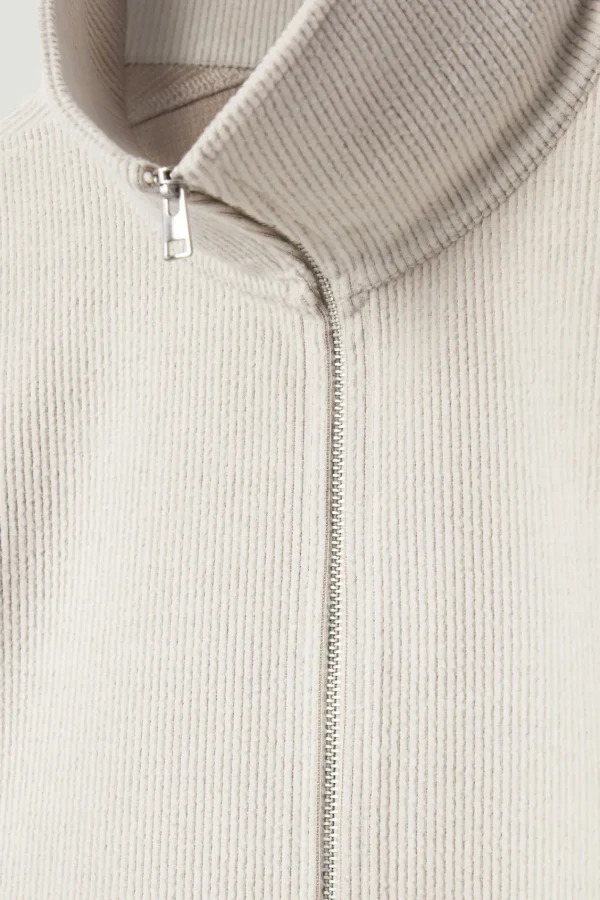 COS CORDUROY-JERSEY HALF-ZIP SWEATSHIRT LIGHT MOLE Flash Sale