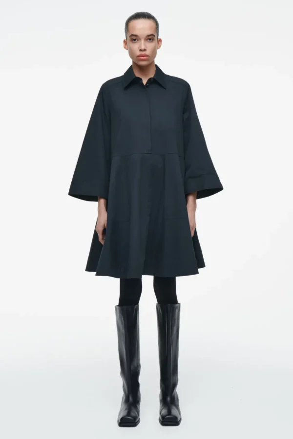 COS COTTON UTILITY SHIRT DRESS NAVY Hot