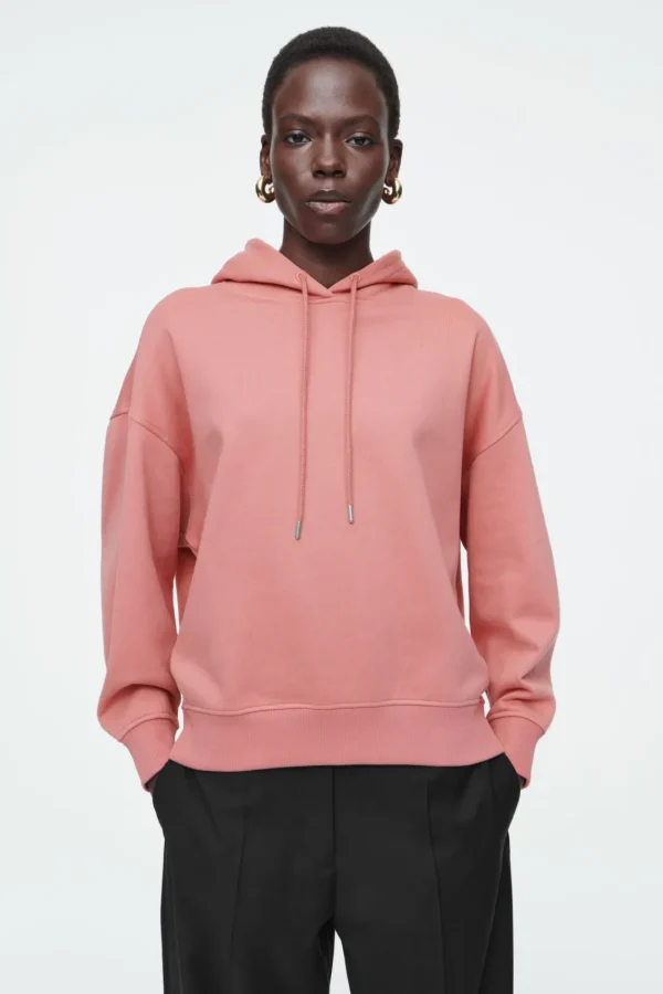 COS COTTON-JERSEY HOODIE DUSTY PINK Cheap