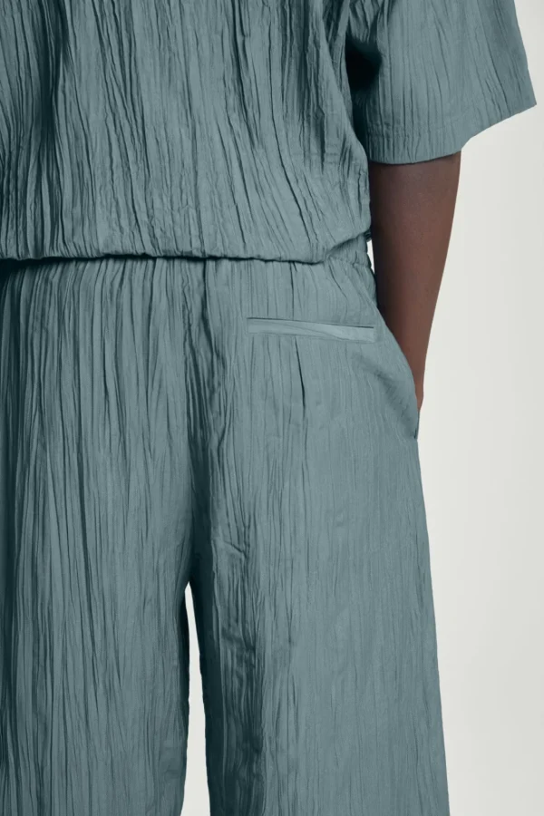 COS CRINKLED WIDE-LEG PANTS BLUE Sale