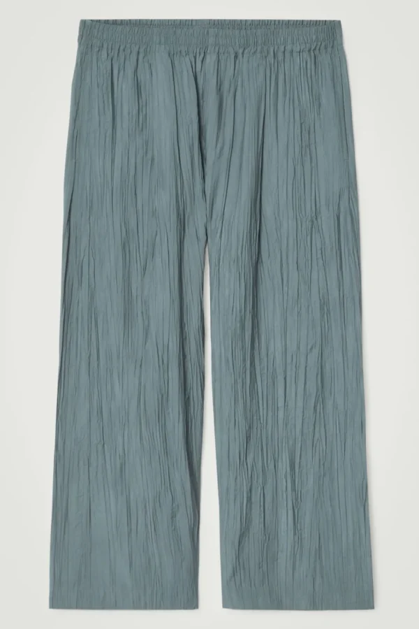 COS CRINKLED WIDE-LEG PANTS BLUE Sale