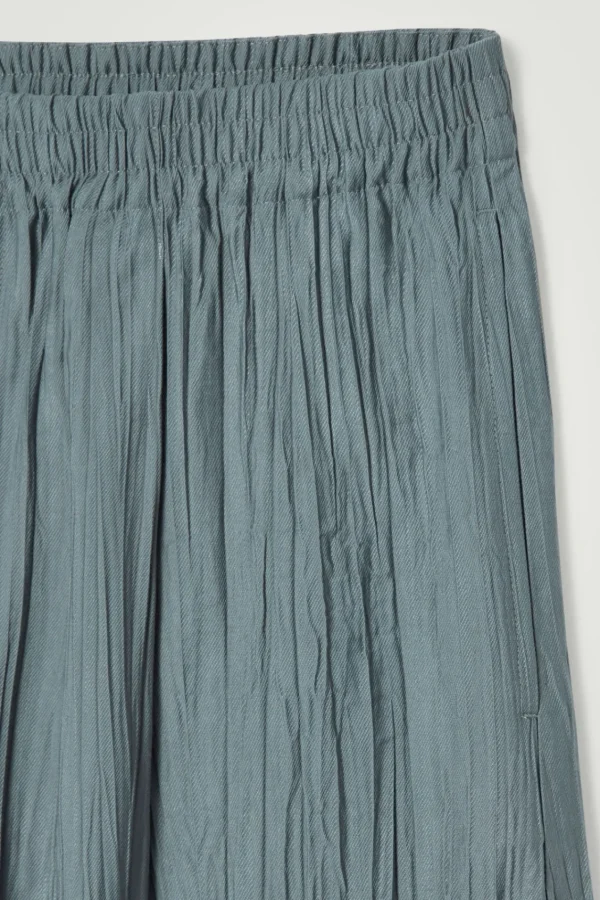 COS CRINKLED WIDE-LEG PANTS BLUE Sale