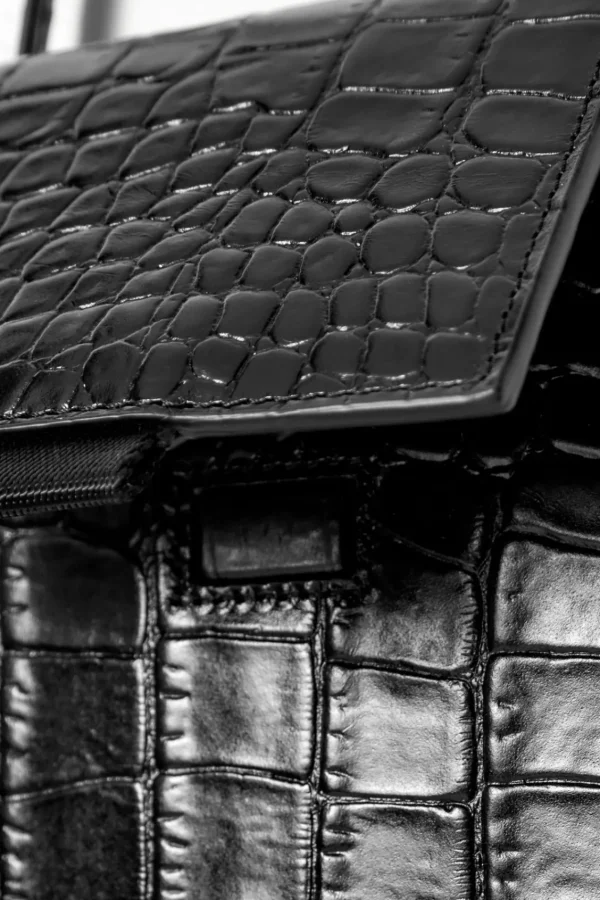 COS CROC-EFFECT LEATHER PHONE POUCH BLACK Best