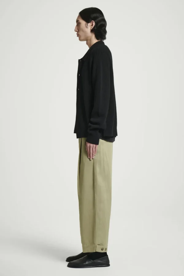 COS CROPPED BARREL-LEG PANTS KHAKI Hot