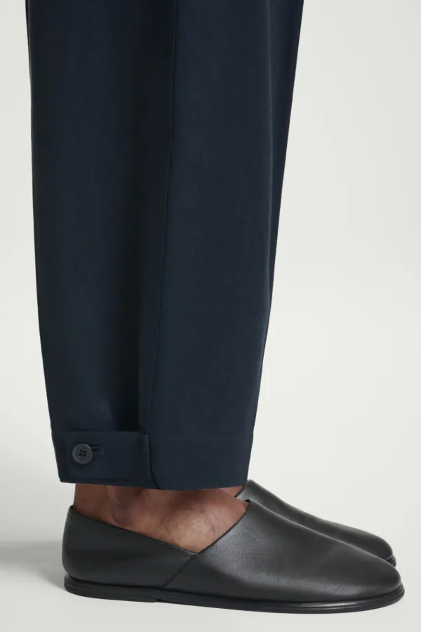 COS CROPPED BARREL-LEG PANTS NAVY Best Sale