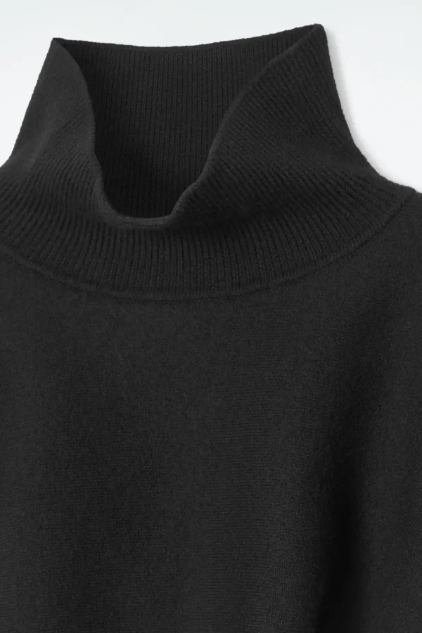 COS CROPPED BOILED-WOOL HYBRID CAPE BLACK Store