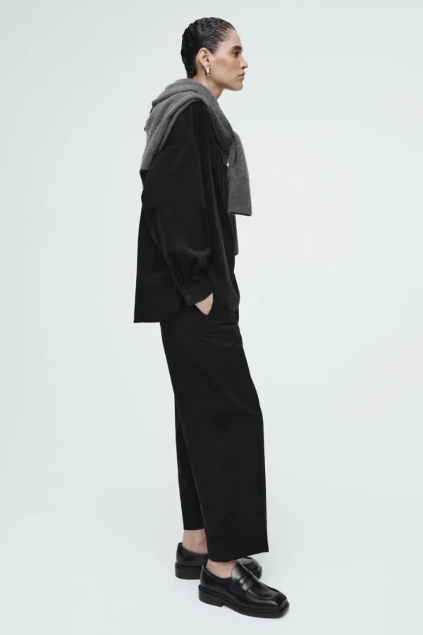 COS CROPPED CORDUROY PANTS BLACK Sale