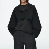 COS CROPPED DOUBLE-FACED WOOL HOODED JACKET BLACK Clearance