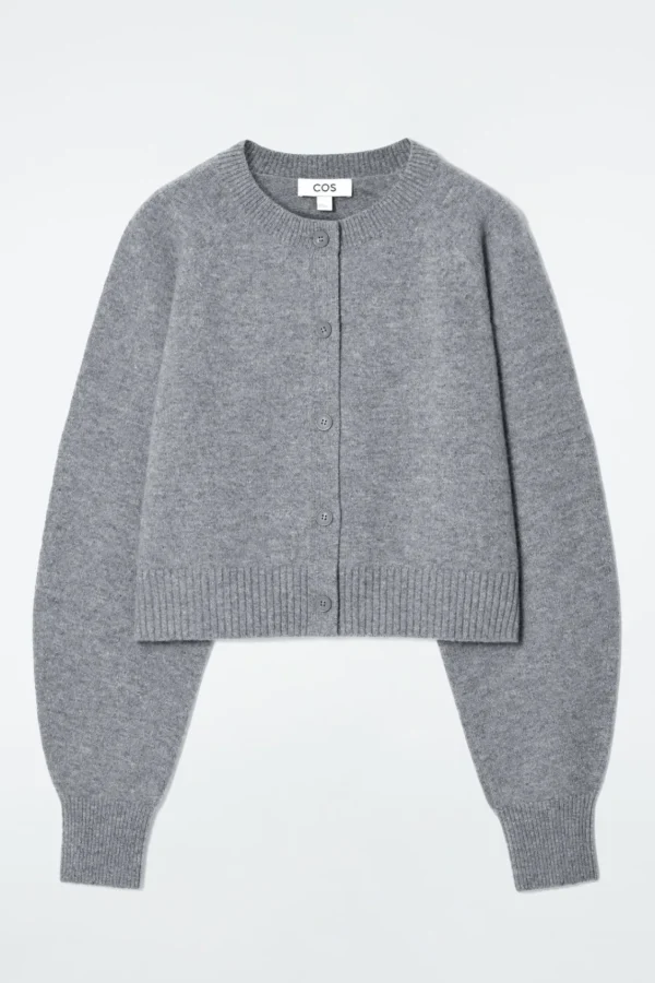 COS CROPPED WOOL CARDIGAN GRAY MÉLANGE Discount