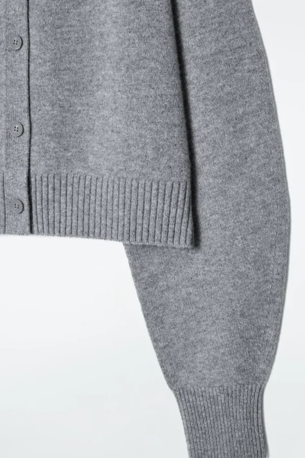 COS CROPPED WOOL CARDIGAN GRAY MÉLANGE Discount