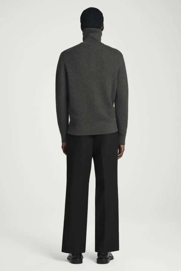 COS CROPPED WOOL-BLEND FLARED PANTS BLACK Cheap