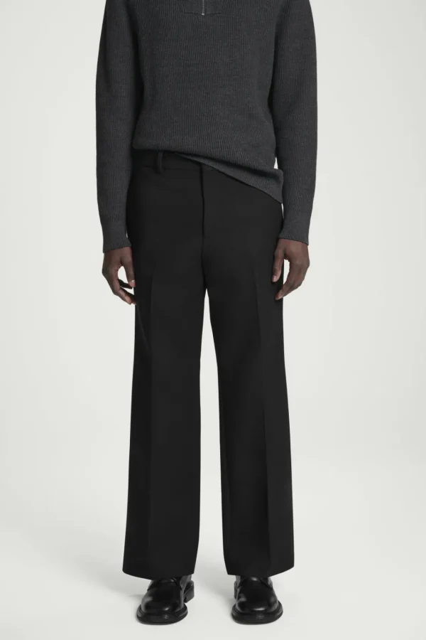 COS CROPPED WOOL-BLEND FLARED PANTS BLACK Cheap