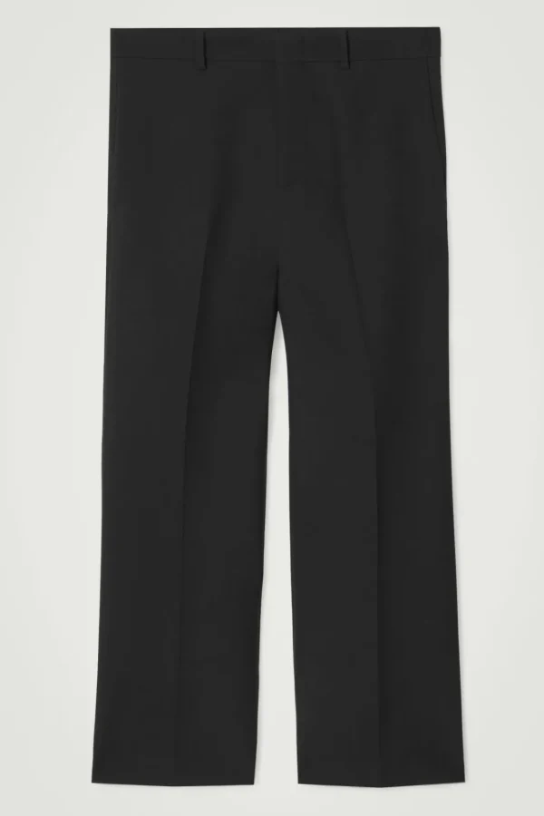 COS CROPPED WOOL-BLEND FLARED PANTS BLACK Cheap