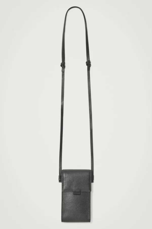 COS CROSSBODY PHONE POUCH - LEATHER BLACK Sale