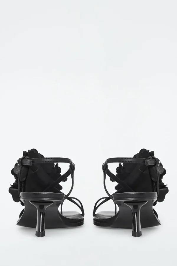 COS DETACHABLE-FLOWER KITTEN-HEEL SANDALS BLACK Online