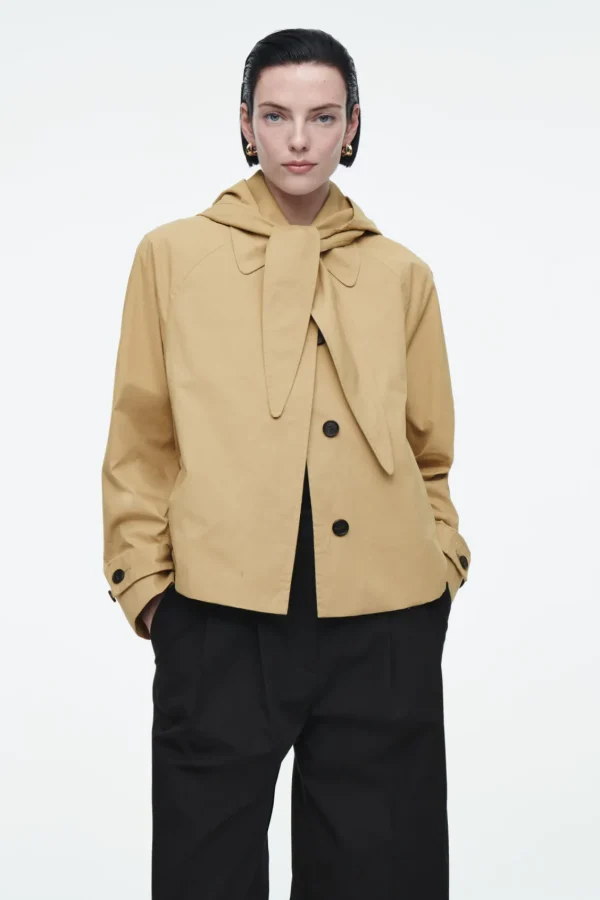 COS DETACHABLE-HOOD SHORT TRENCH COAT BEIGE Best