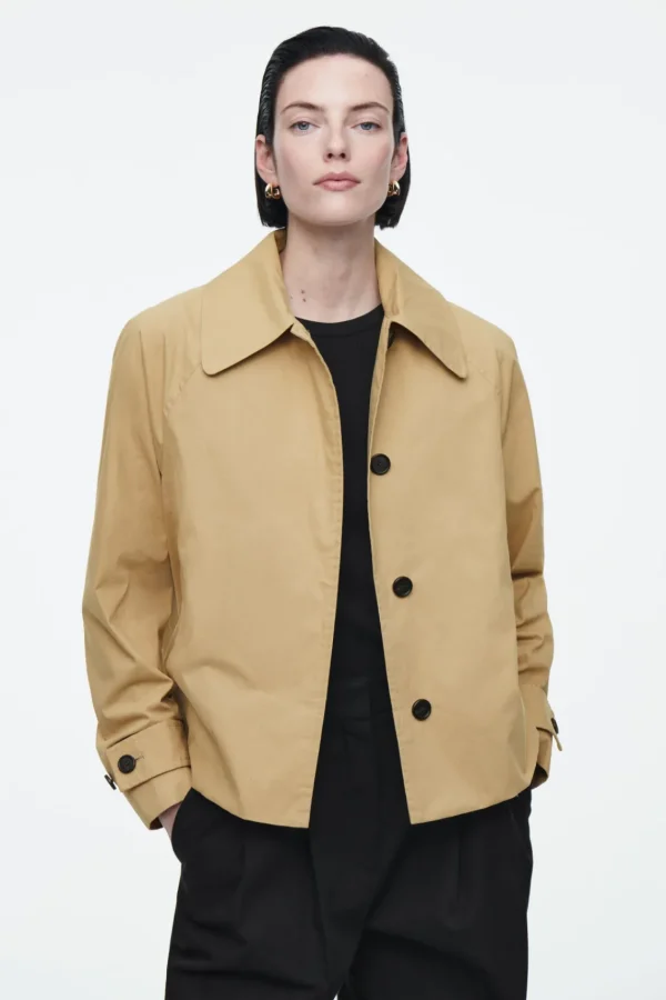 COS DETACHABLE-HOOD SHORT TRENCH COAT BEIGE Best