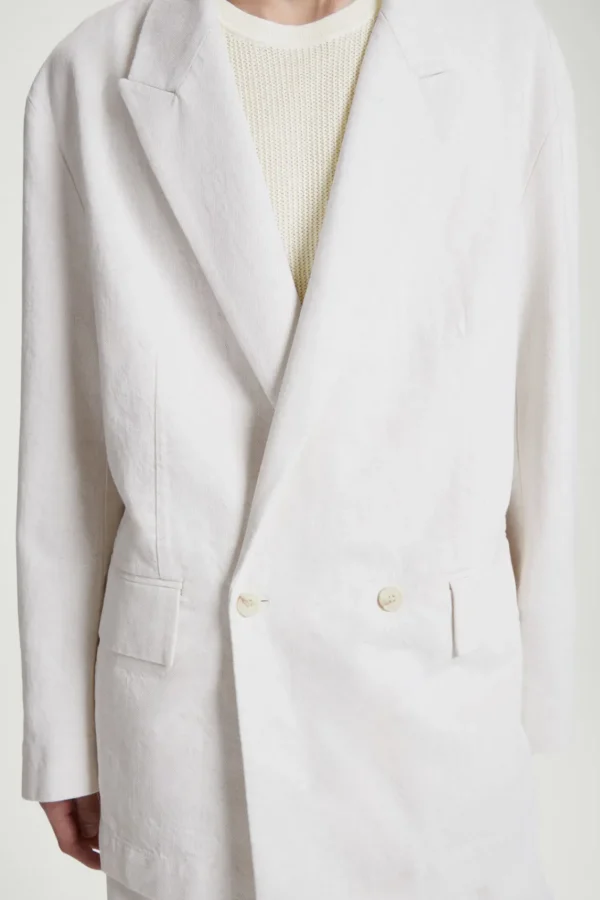 COS DOUBLE-BREASTED DENIM BLAZER - RELAXED WHITE Online