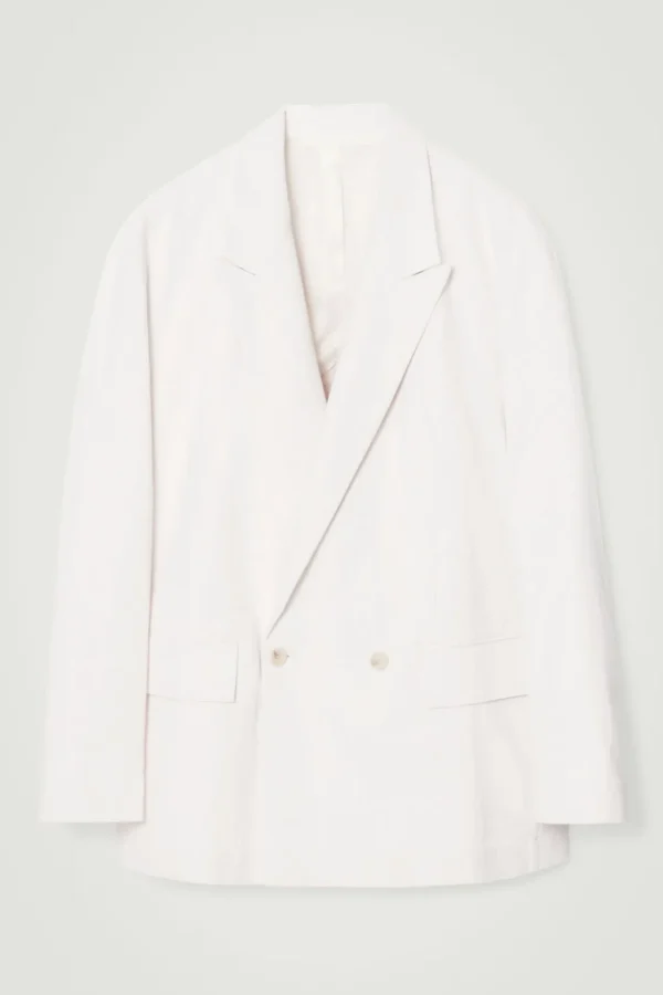 COS DOUBLE-BREASTED DENIM BLAZER - RELAXED WHITE Online