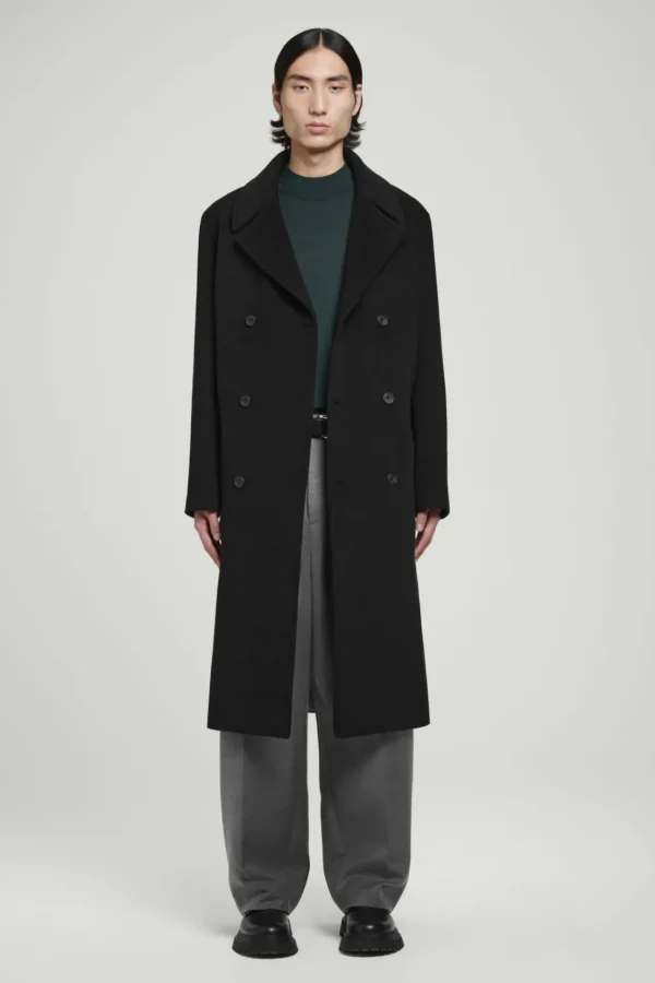 COS DOUBLE-BREASTED WOOL OVERCOAT BLACK Store