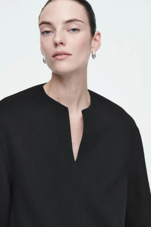 COS DOUBLE-FACED WOOL BLOUSE BLACK Sale