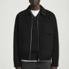 COS DOUBLE-FACED WOOL HARRINGTON JACKET BLACK New