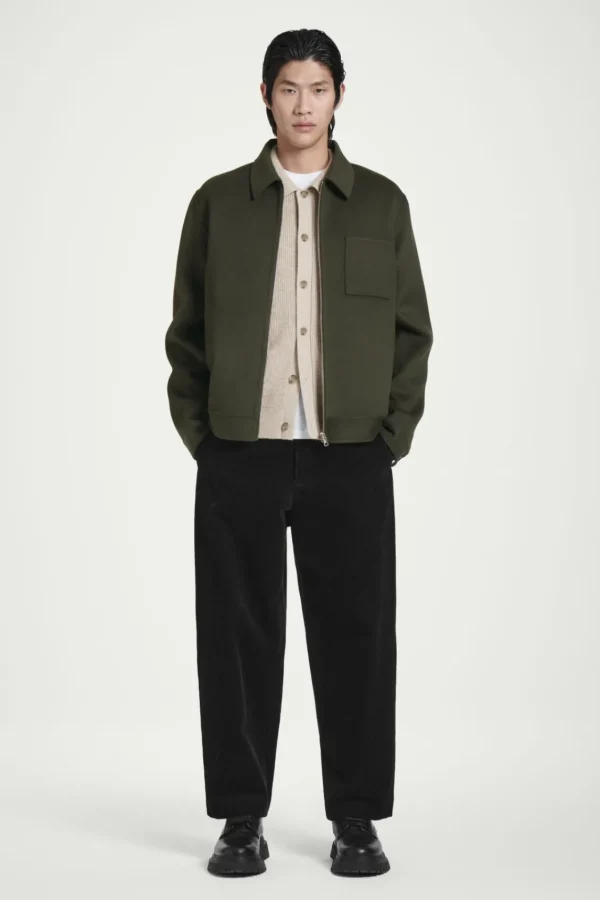 COS DOUBLE-FACED WOOL HARRINGTON JACKET KHAKI Hot