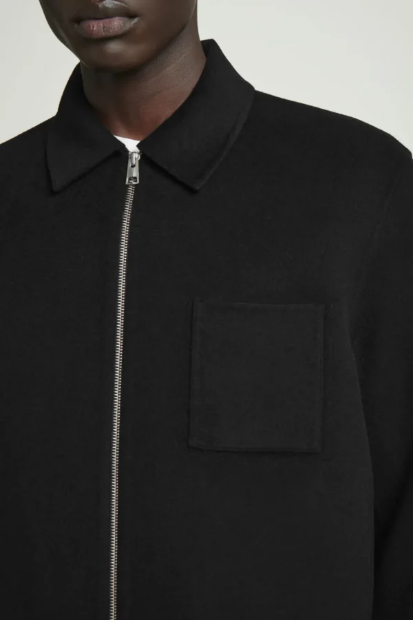 COS DOUBLE-FACED WOOL HARRINGTON JACKET BLACK New