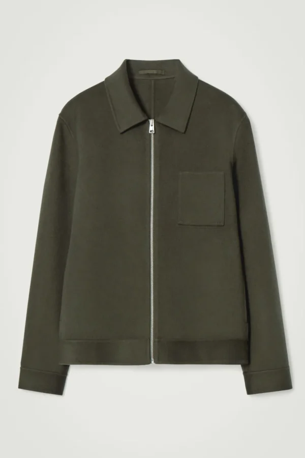 COS DOUBLE-FACED WOOL HARRINGTON JACKET KHAKI Hot