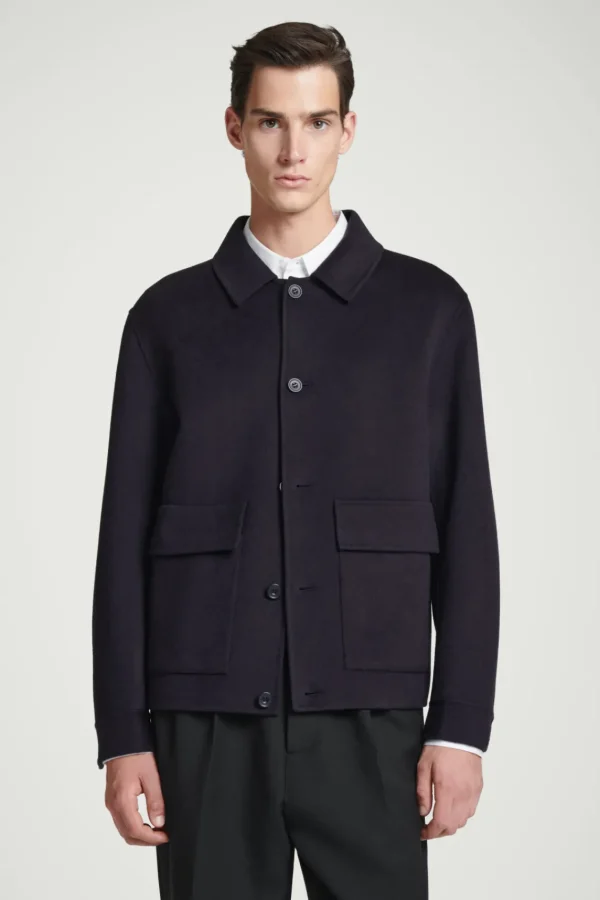 COS DOUBLE-FACED WOOL JACKET NAVY Online