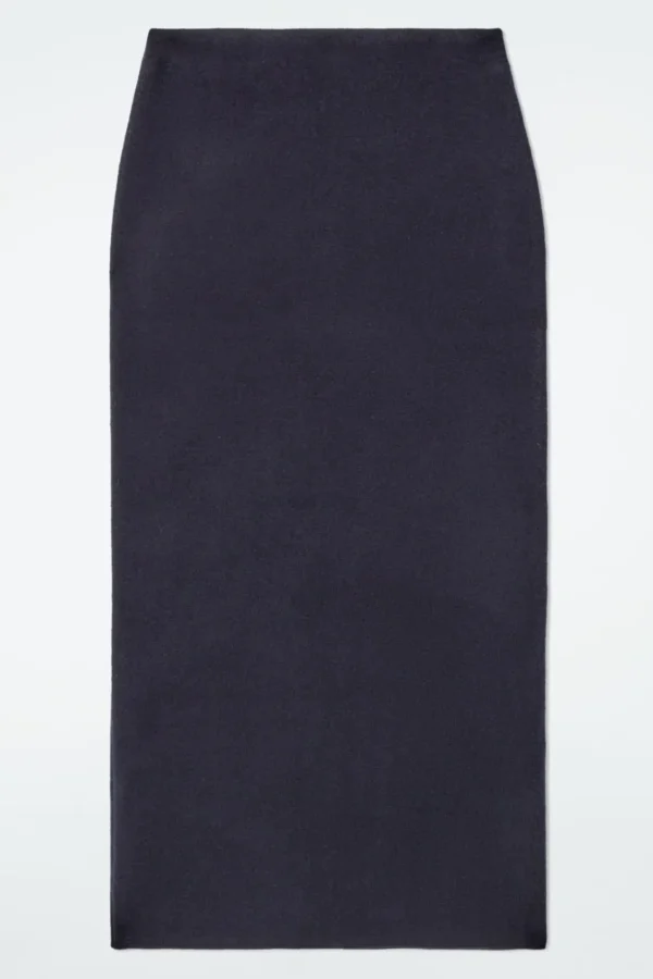 COS DOUBLE-FACED WOOL MAXI SKIRT NAVY New