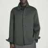 COS DOUBLE-FACED WOOL OVERSHIRT DARK GREEN Best