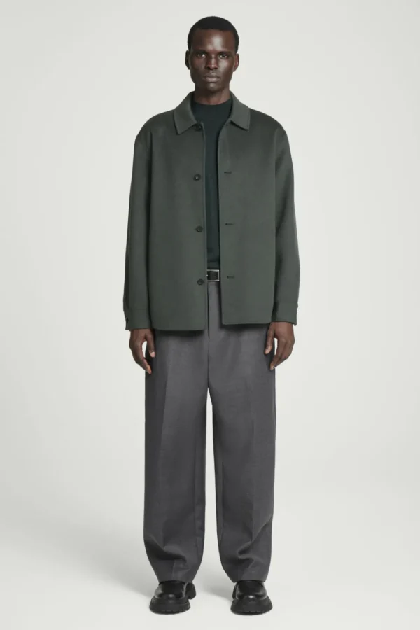 COS DOUBLE-FACED WOOL OVERSHIRT DARK GREEN Best