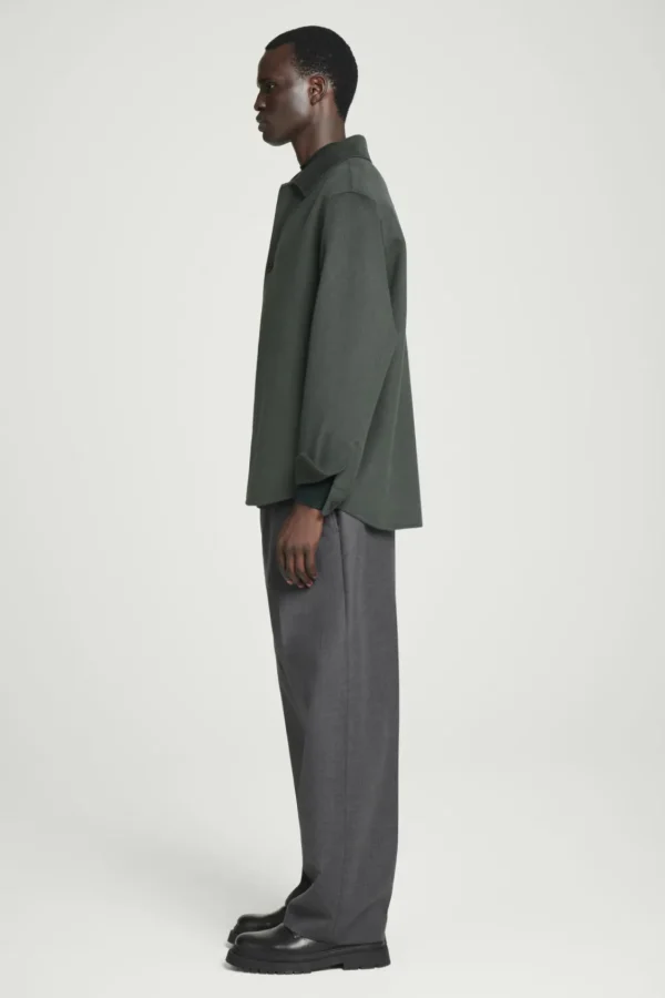 COS DOUBLE-FACED WOOL OVERSHIRT DARK GREEN Best