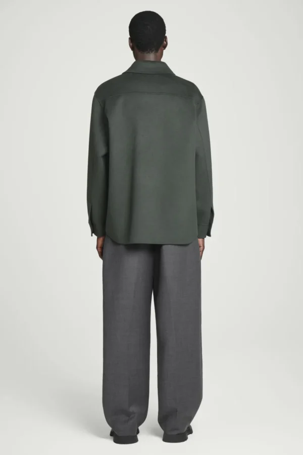 COS DOUBLE-FACED WOOL OVERSHIRT DARK GREEN Best