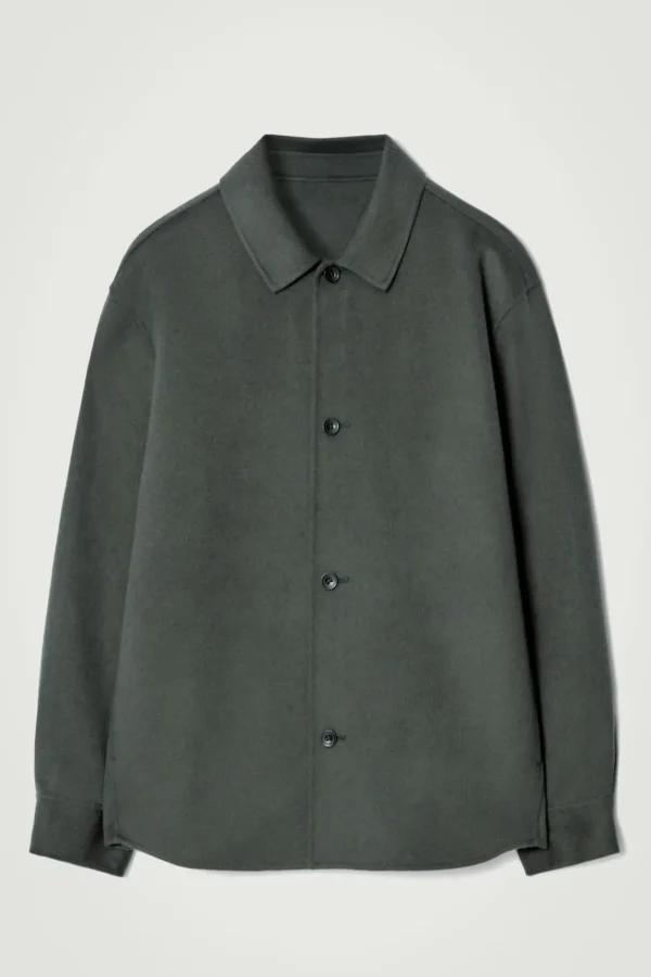 COS DOUBLE-FACED WOOL OVERSHIRT DARK GREEN Best