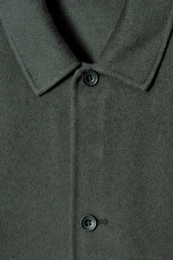 COS DOUBLE-FACED WOOL OVERSHIRT DARK GREEN Best