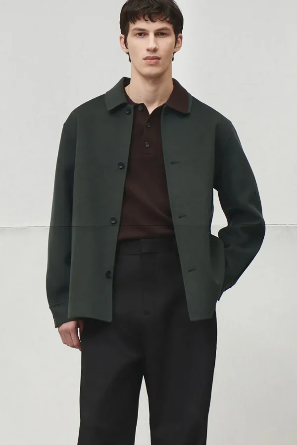 COS DOUBLE-FACED WOOL OVERSHIRT DARK GREEN Best