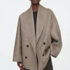 COS DOUBLE-FACED WOOL PEA COAT MOLE Cheap